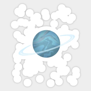 Blue Planet with Rings Sticker